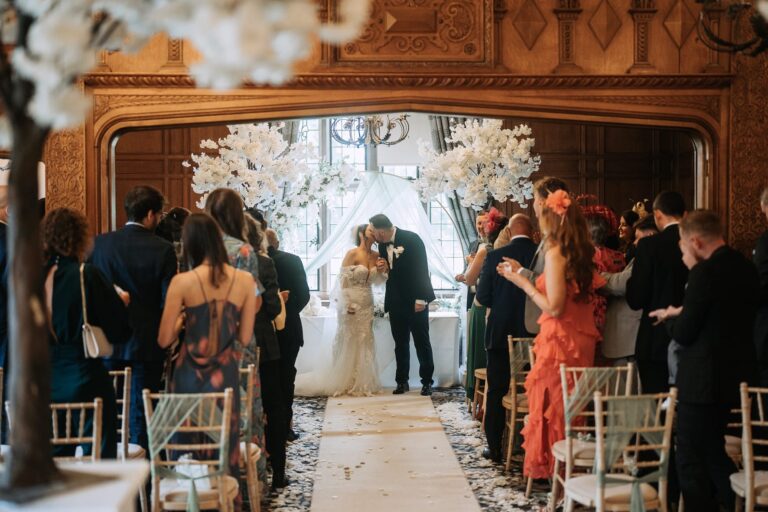 bride & groom on wedding day at inglewood manor house wedding venue
