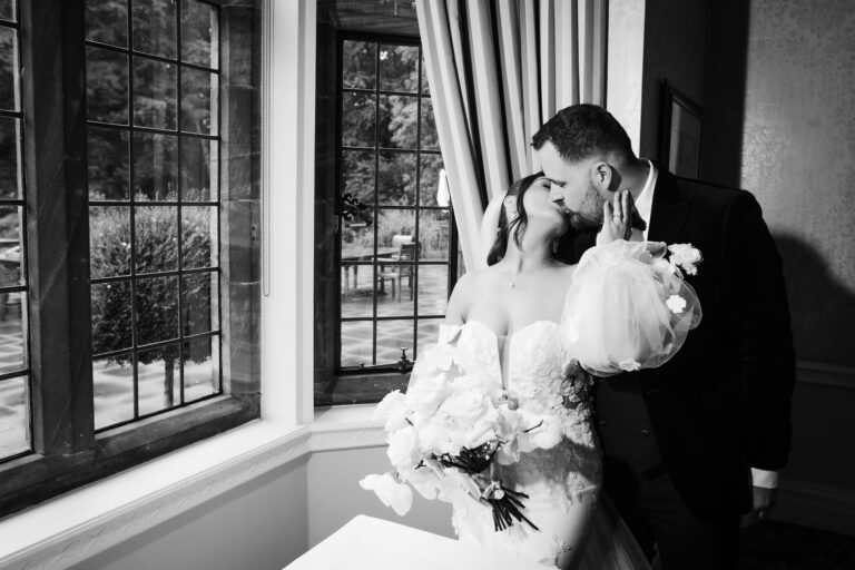 bride and groom on wedding day at inglewood manor house wedding venue
