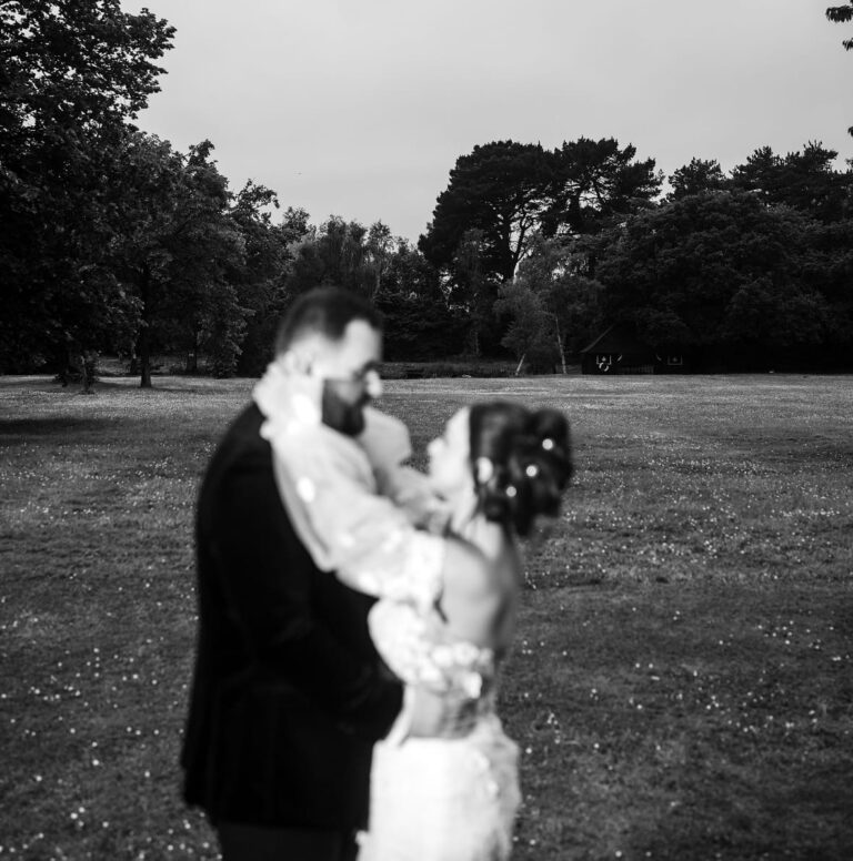 adam and devon on their wedding day at inglewood manor house