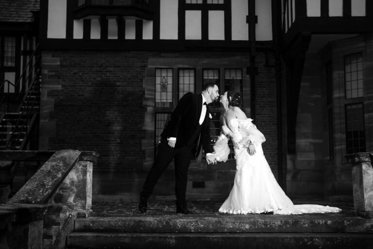 bride and groom sharing a special moment outside inglewood manor house wedding venue